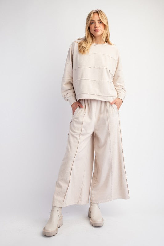 "Sabrina" Wide Leg Textured Pants - The Katie Grace Boutique