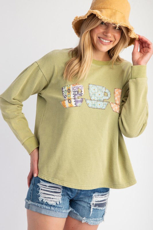 "Tracine" Tea Cup Pullover - The Katie Grace Boutique