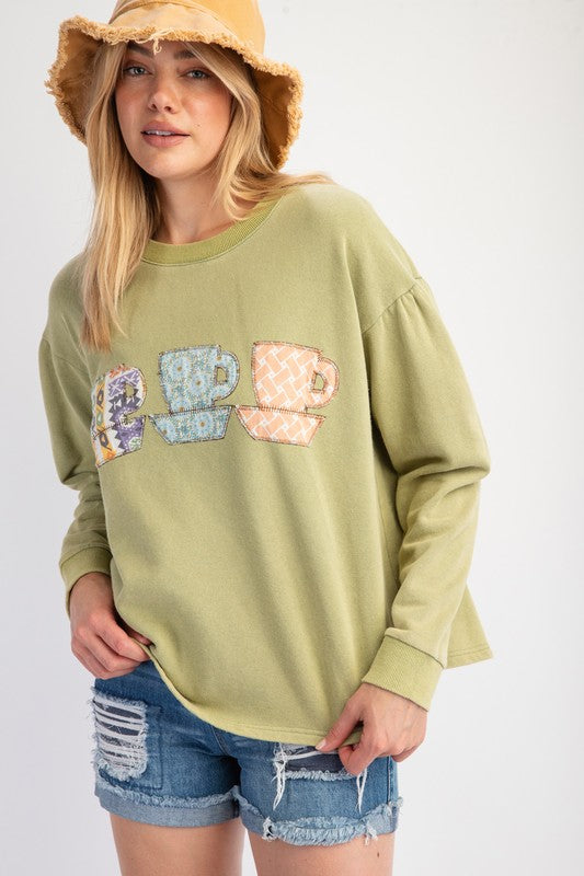 "Tracine" Tea Cup Pullover - The Katie Grace Boutique