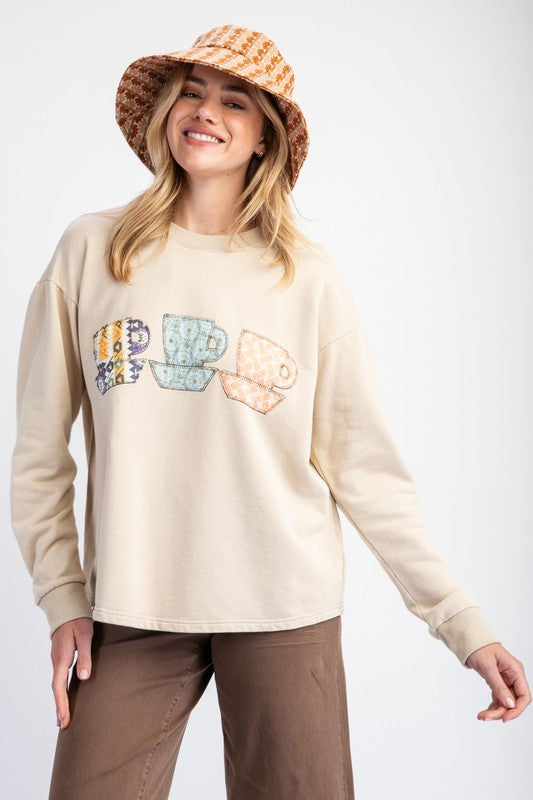 "Brittany" Tea Cup Pullover - The Katie Grace Boutique