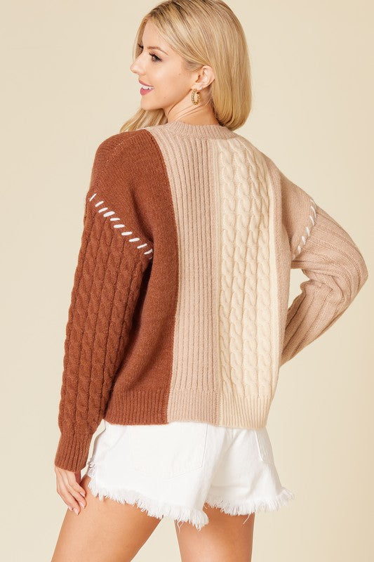 "Sadie" Color Block Sweater - The Katie Grace Boutique