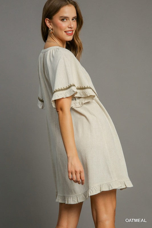 "Kimberly" Embroidered Linen Dress - The Katie Grace Boutique