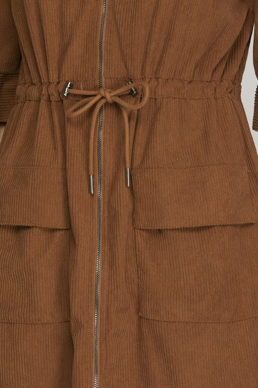 "Sadie" Zip Up Soft Corduroy Dress - The Katie Grace Boutique