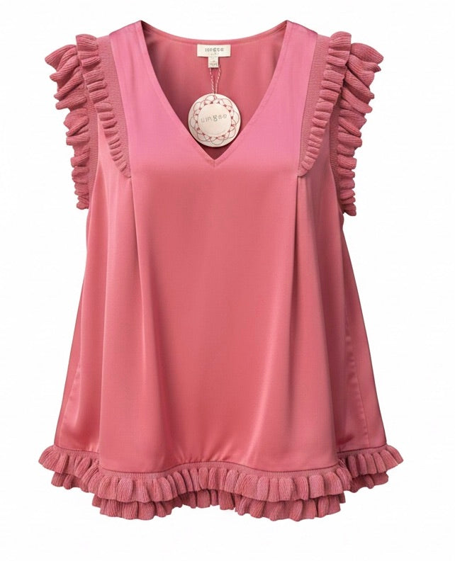 "Ashley" Mixed Media Top - The Katie Grace Boutique