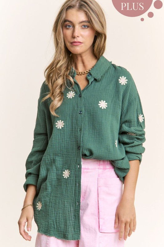 "Poppy" Embroidered Soft Cotton Top - The Katie Grace Boutique