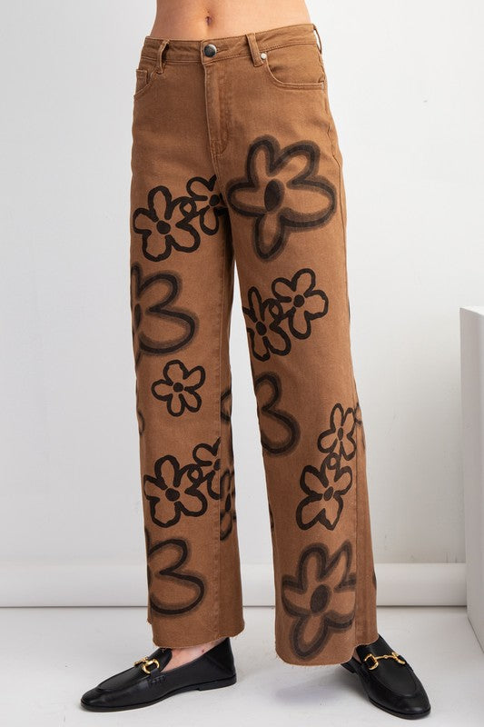 "Aspen" Floral Wide Leg Jeans - The Katie Grace Boutique