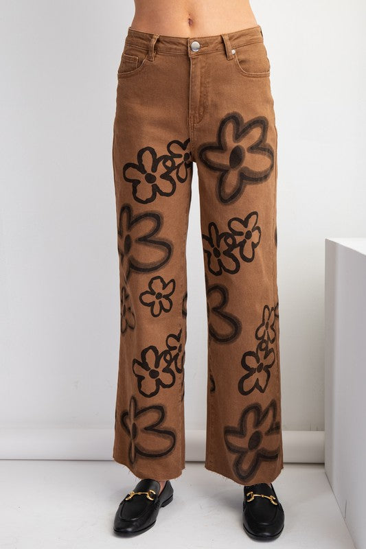 "Aspen" Floral Wide Leg Jeans - The Katie Grace Boutique