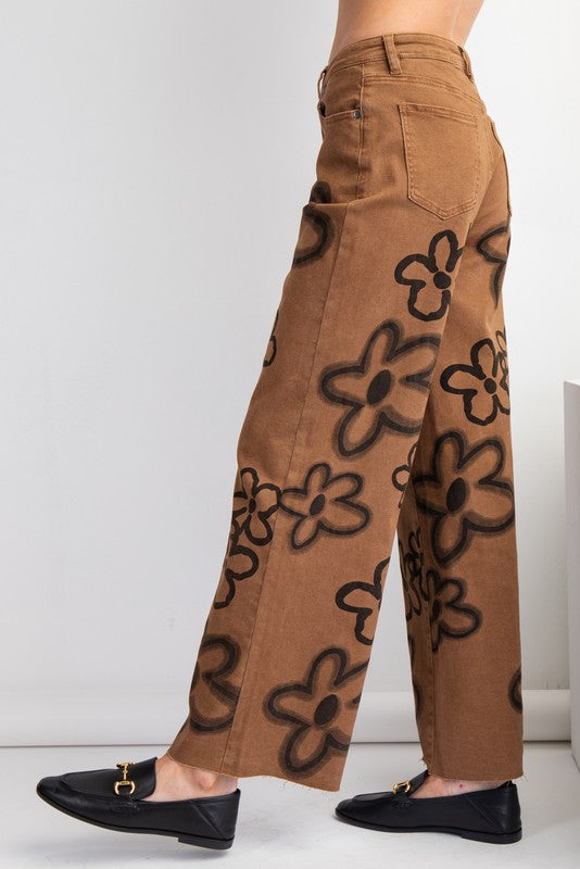 "Aspen" Floral Wide Leg Jeans - The Katie Grace Boutique