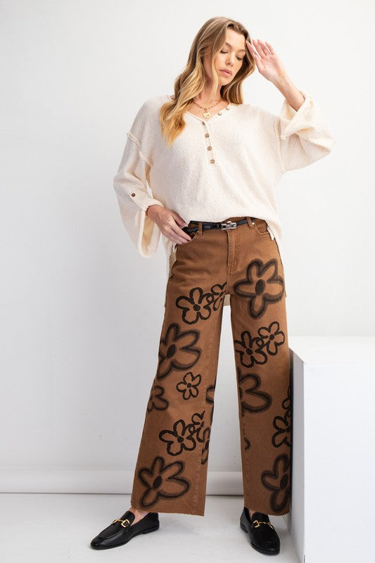 "Aspen" Floral Wide Leg Jeans - The Katie Grace Boutique