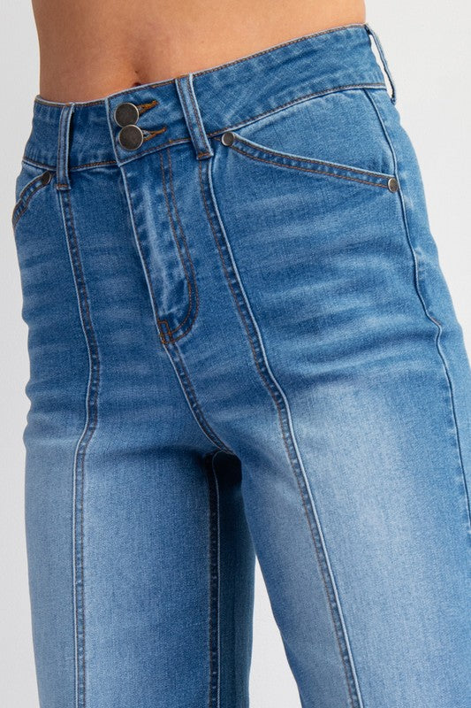 "Rachel" Seamed High Waist Jeans - The Katie Grace Boutique