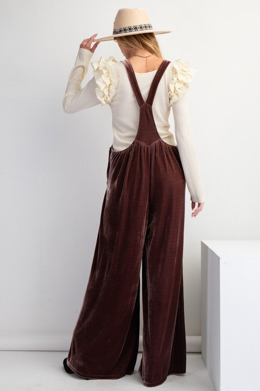 "Sasha" Velvet Overalls - The Katie Grace Boutique