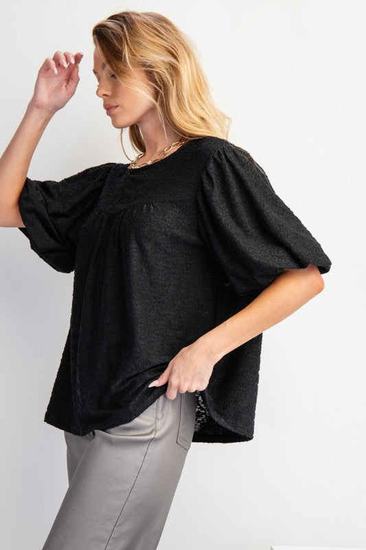 "Ruby" Burnout Velvet Blouse - The Katie Grace Boutique