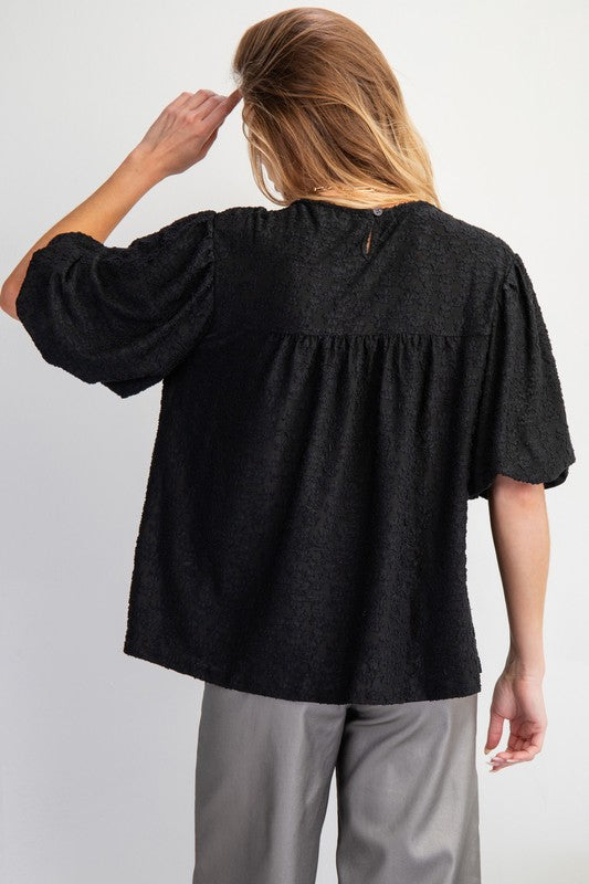 "Ruby" Burnout Velvet Blouse - The Katie Grace Boutique