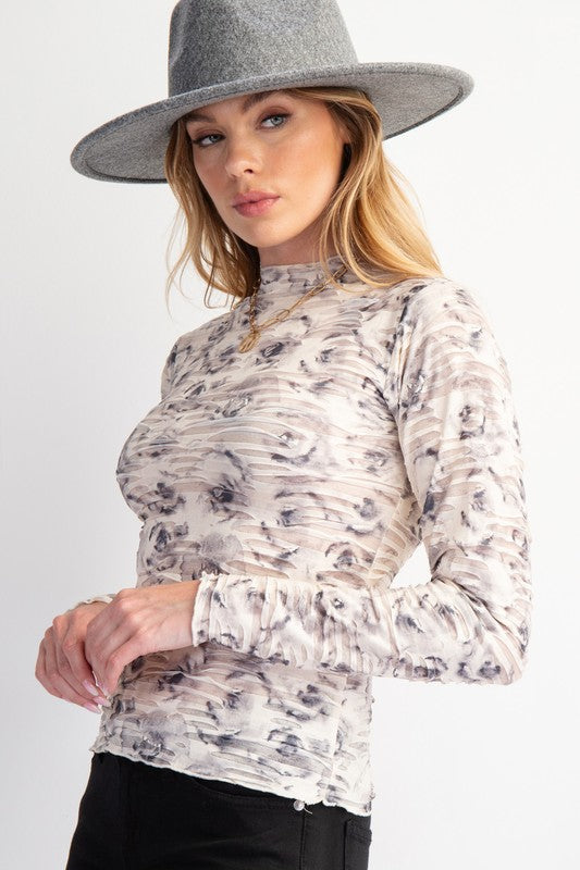 "Victoria" Rose Fitted Top, Grey - The Katie Grace Boutique