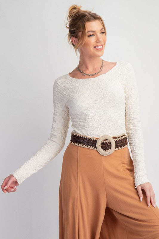 "Nova" Textured Fitted Top - The Katie Grace Boutique