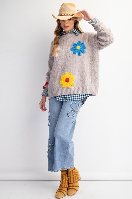 "Mira" Floral Sweater - The Katie Grace Boutique