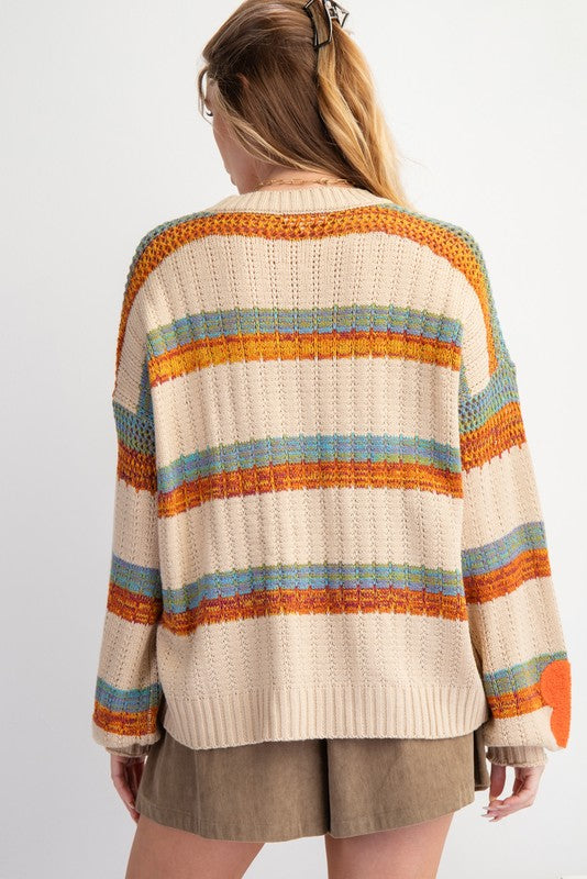 "Penelope" Striped and Floral Sweater - The Katie Grace Boutique