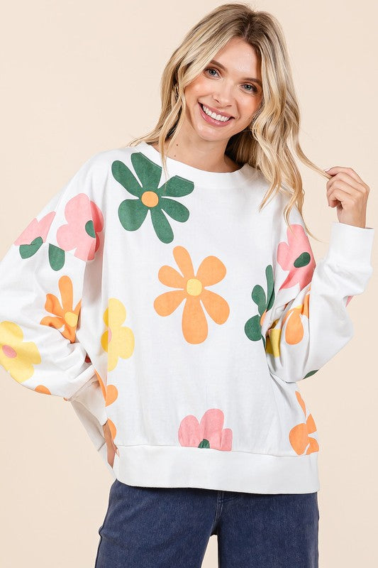 "Thea" Floral Pullover - The Katie Grace Boutique