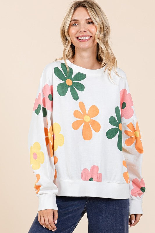 "Thea" Floral Pullover - The Katie Grace Boutique