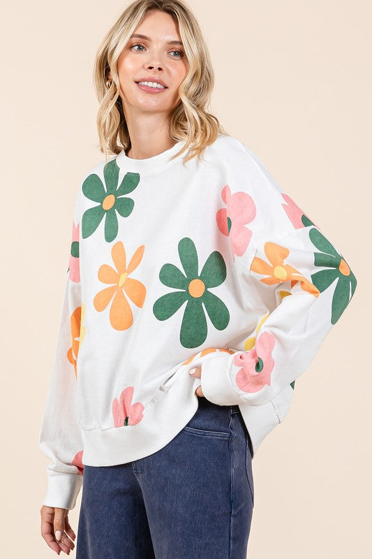 "Thea" Floral Pullover - The Katie Grace Boutique