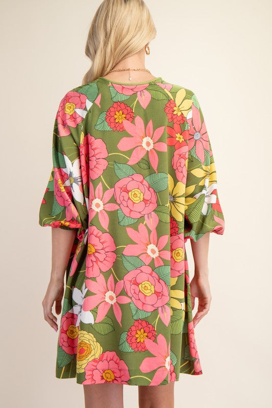 "Twiggy" Retro Floral Shift Dress - The Katie Grace Boutique