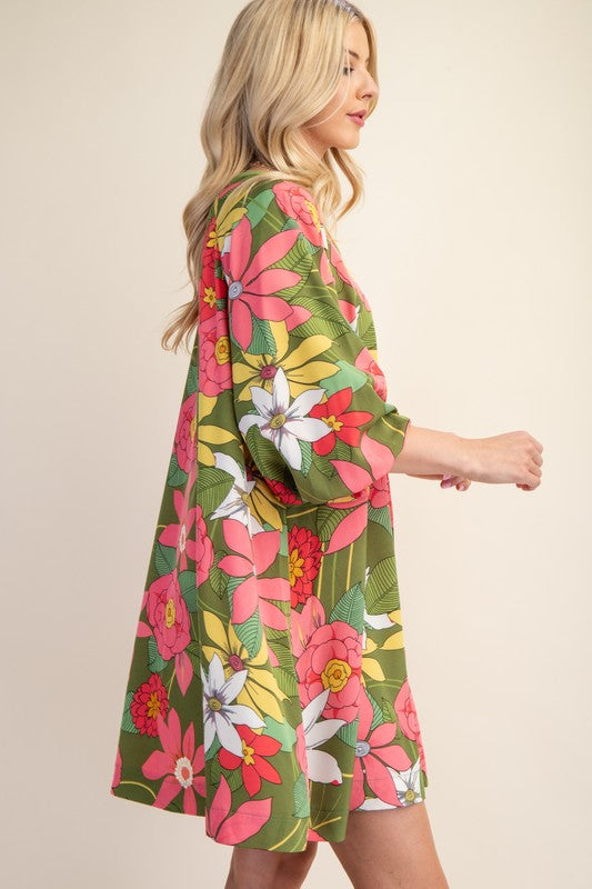 "Twiggy" Retro Floral Shift Dress - The Katie Grace Boutique