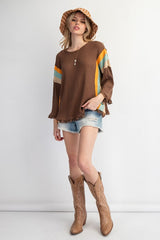 "Hazel" Ribbed Lace Trim Top - The Katie Grace Boutique