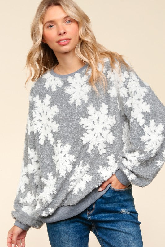 "Gracelyn" Snowflake Pullover - The Katie Grace Boutique