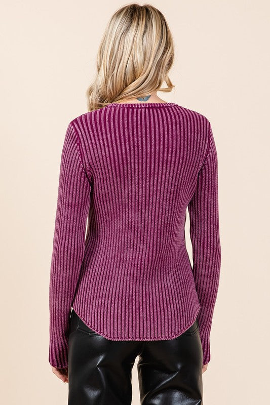 "Laura" Mineral Washed Fitted Sweater