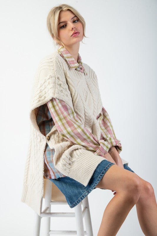 "Monica" Oversized Sweater Tunic Vest - The Katie Grace Boutique