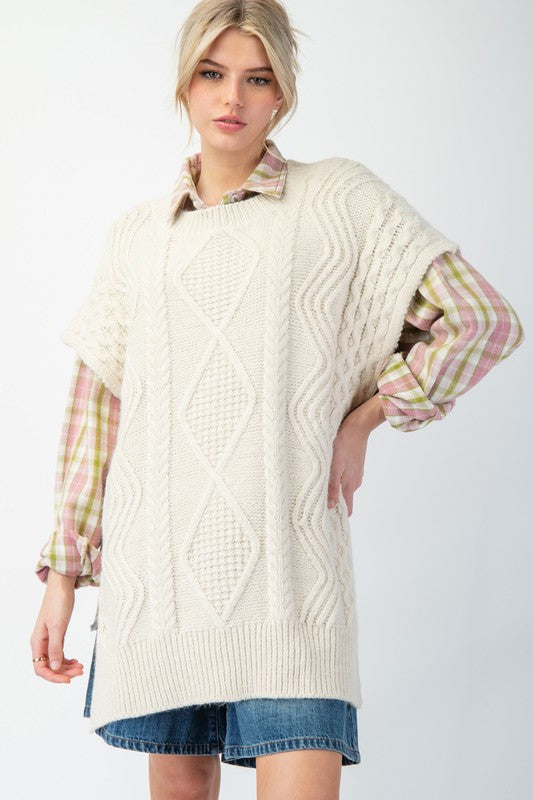 "Monica" Oversized Sweater Tunic Vest - The Katie Grace Boutique