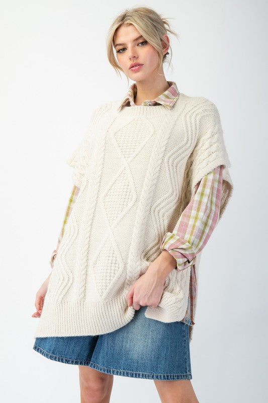 "Monica" Oversized Sweater Tunic Vest - The Katie Grace Boutique