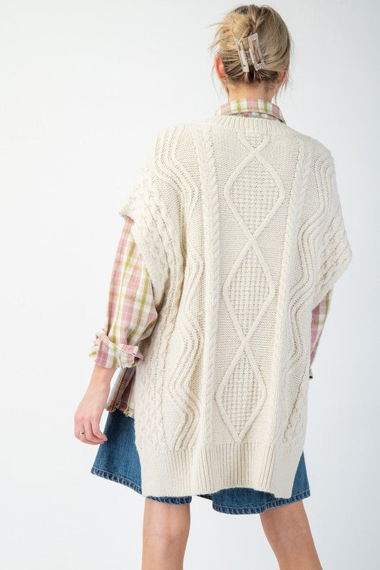 "Monica" Oversized Sweater Tunic Vest - The Katie Grace Boutique