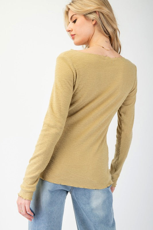 "Paige" Fitted Ribbed Top - The Katie Grace Boutique