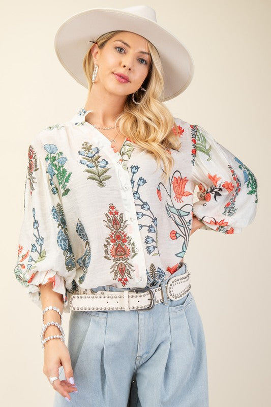 "Lyla" Floral Blouse - The Katie Grace Boutique
