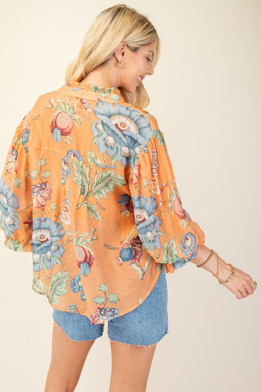 "Celeste" Floral Blouse - The Katie Grace Boutique