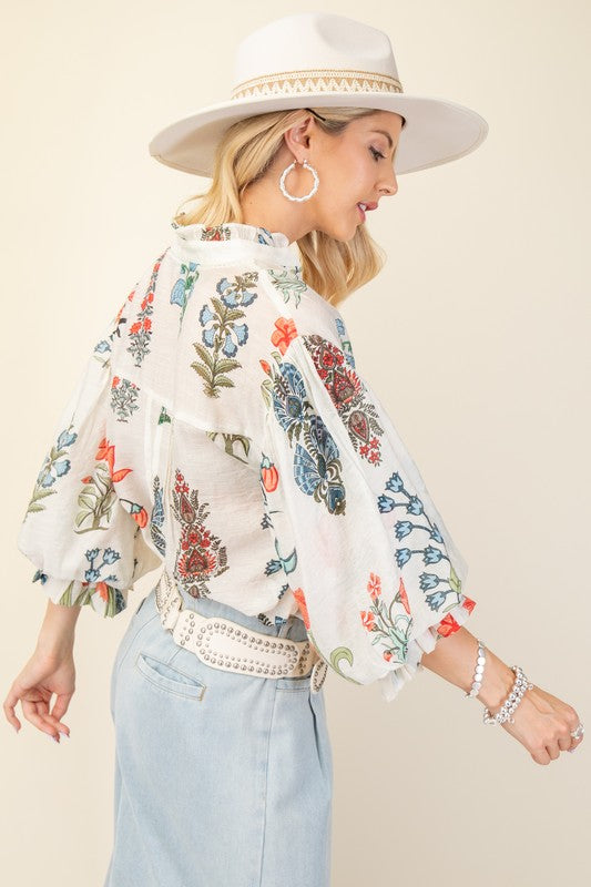 "Lyla" Floral Blouse - The Katie Grace Boutique
