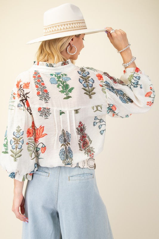 "Lyla" Floral Blouse - The Katie Grace Boutique