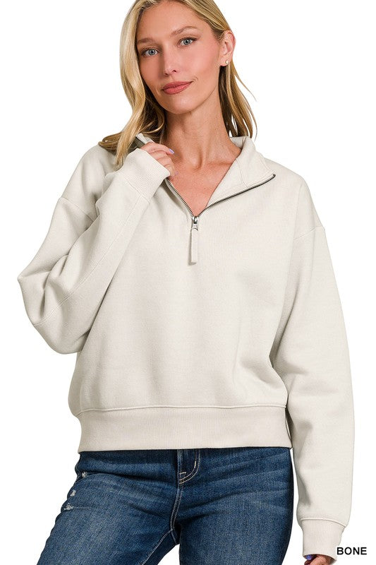 "Eliza" Half Zip Pullover - The Katie Grace Boutique