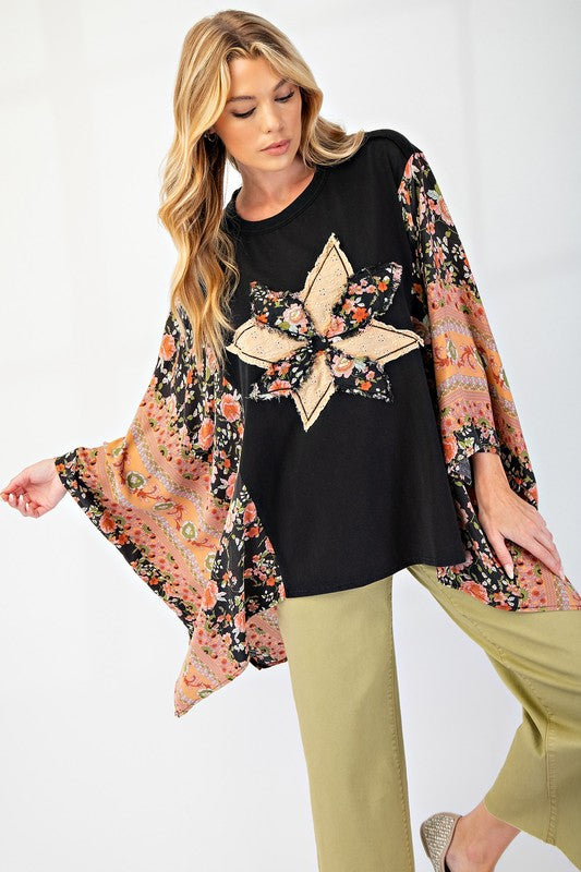 "Alexis" Dolman Sleeve Applique' Top - The Katie Grace Boutique