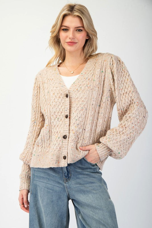 "Lucy" Speckled Oatmeal Cardigan