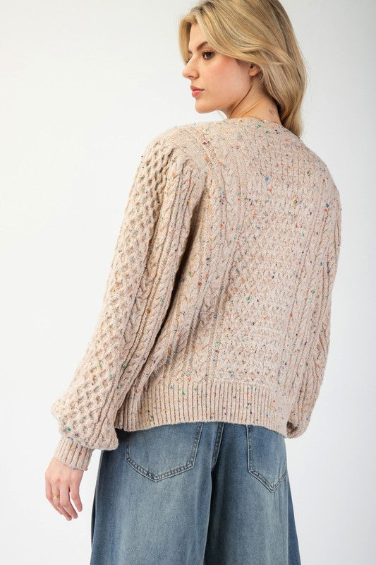 "Lucy" Speckled Oatmeal Cardigan