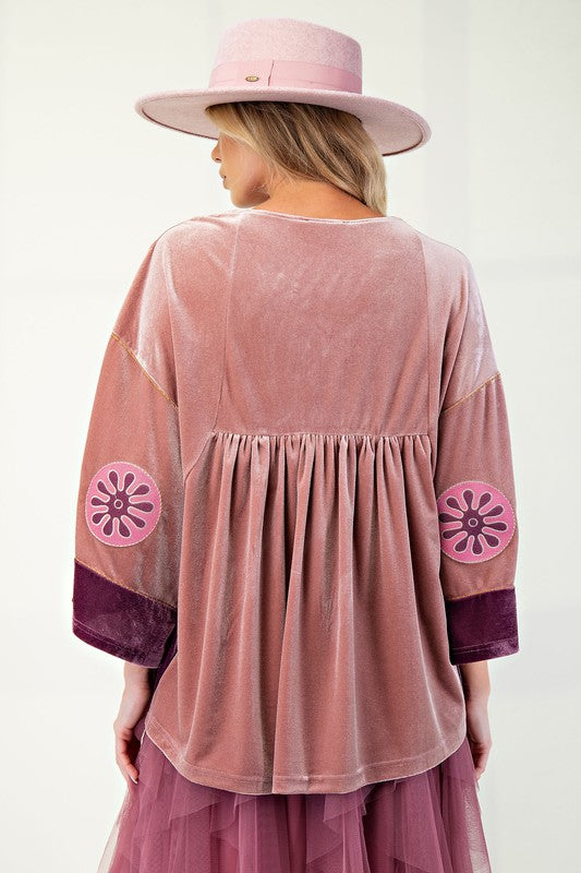 "Charlotte" Embroidered Velvet Blouse - The Katie Grace Boutique