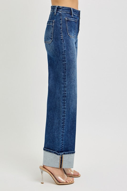 "Eloise" Wide Leg Button Down Jeans - The Katie Grace Boutique