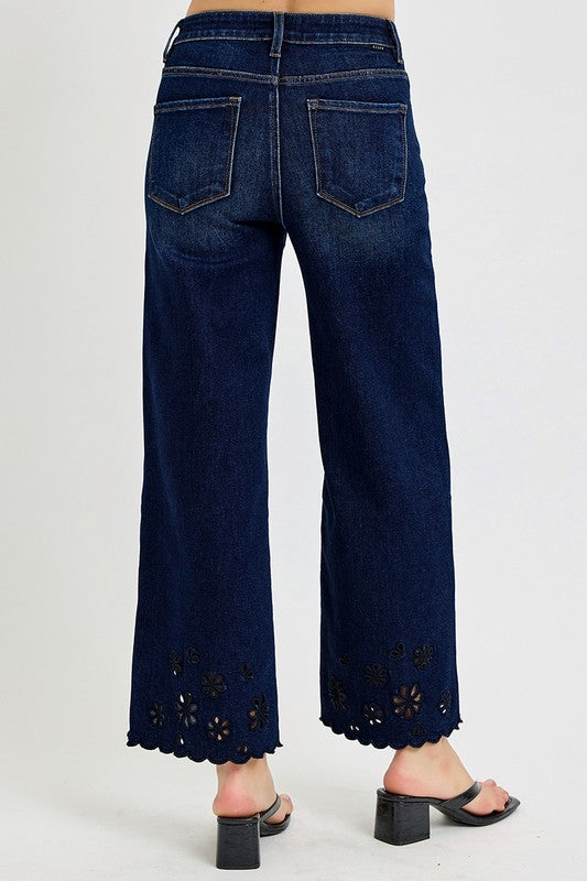 "London" Scalloped Embroidered Jeans - The Katie Grace Boutique