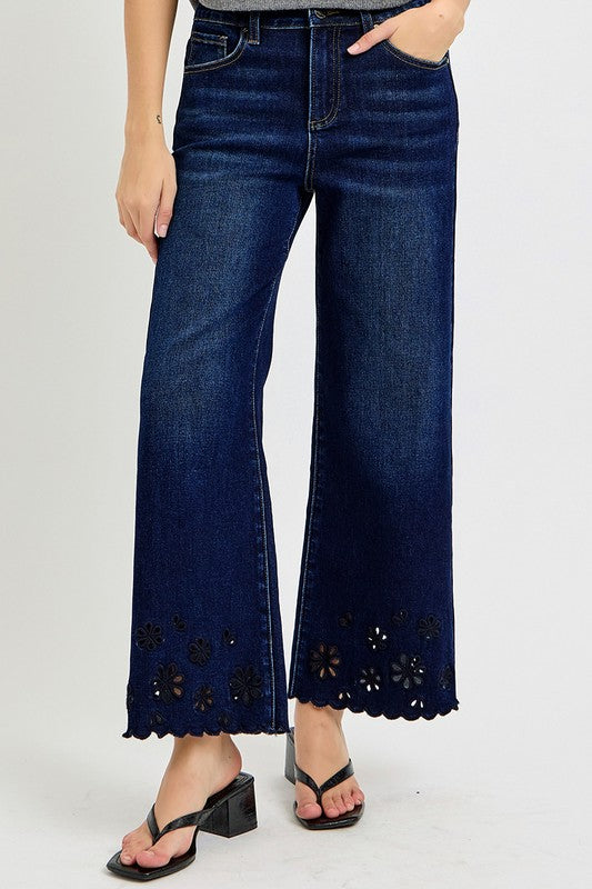 "London" Scalloped Embroidered Jeans - The Katie Grace Boutique