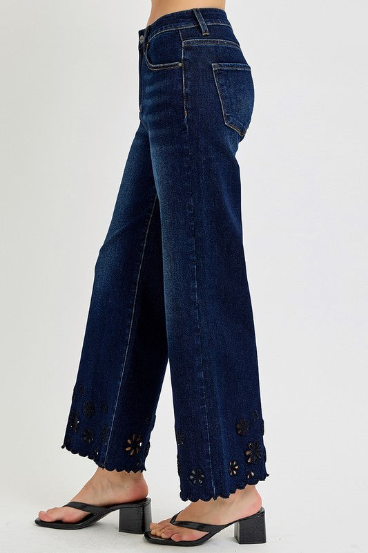 "London" Scalloped Embroidered Jeans - The Katie Grace Boutique