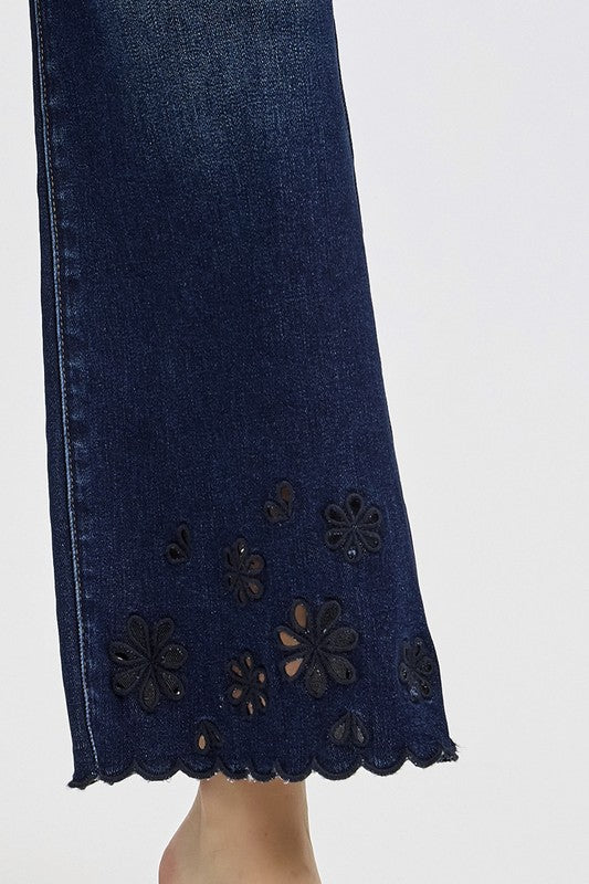 "London" Scalloped Embroidered Jeans - The Katie Grace Boutique