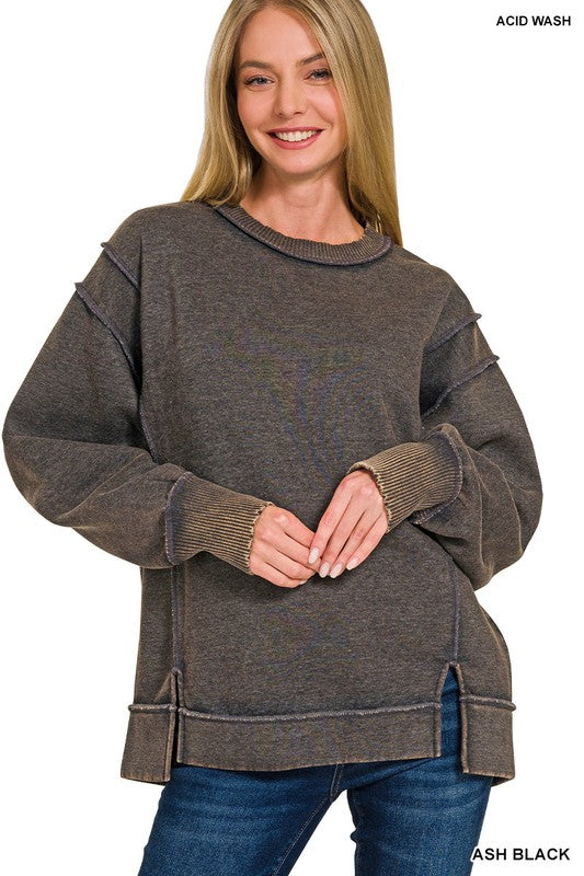 "Zoe" Mineral Washed Pullover