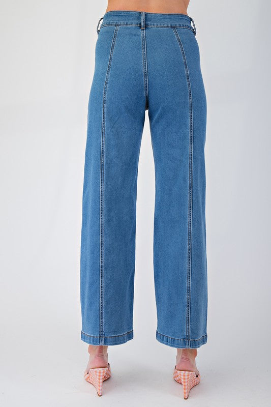 "Rachel" Seamed High Waist Jeans - The Katie Grace Boutique